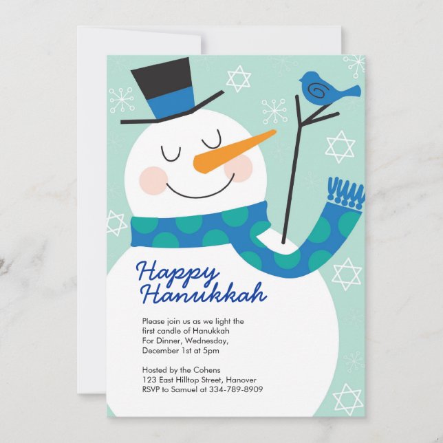 Hanukkah-Party Einladungen mit Snowman (Vorderseite)