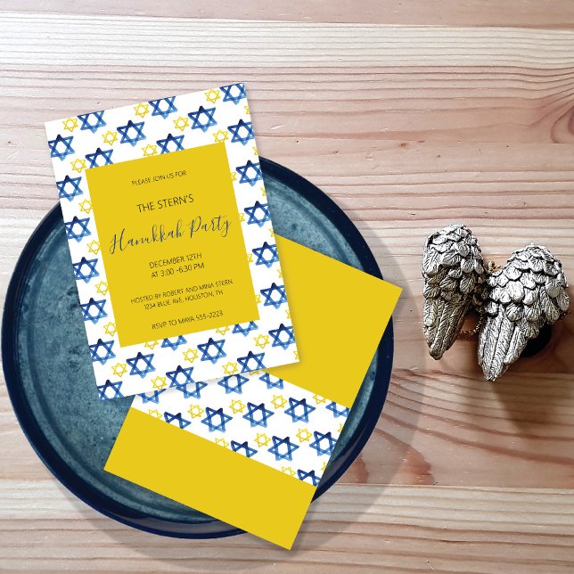 Hanukkah Party Watercolor Star von David Einladung (Von Creator hochgeladen)