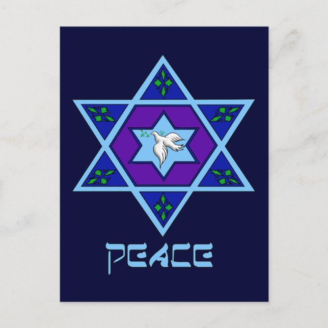 Hanukkah Peace Art Feiertagspostkarte (Vorderseite)