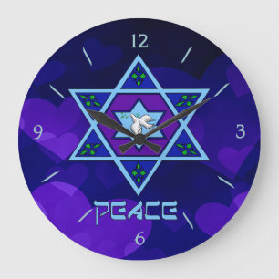 Hanukkah Peace Art Große Wanduhr