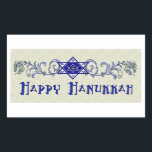 Hanukkah Peace Star Rechteckiger Aufkleber<br><div class="desc">Scrollwork hat einen Stern von David mit einem Friedenszeichen in der Mitte und einem Wunsch nach einem Happy Hanukkah.</div>