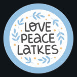 Hanukkah Peace und Latkes Sticker<br><div class="desc">Hanukkah Design.</div>