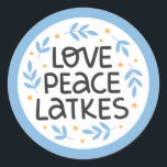 Hanukkah Peace und Latkes Sticker<br><div class="desc">Hanukkah Design.</div>
