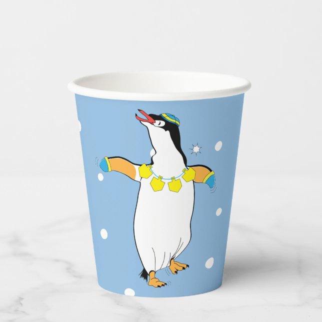 Hanukkah Penguin 8 oz. Pappbecher (Vorderseite)