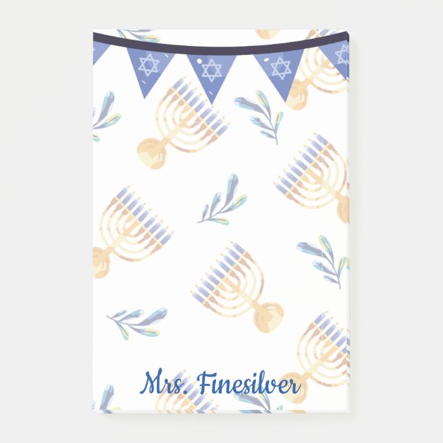 Hanukkah personalisierter blauer Stern von David Post-it Klebezettel (Vorderseite)