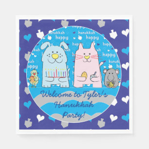 Hanukkah Pets Napkins Standardgröße Blues Serviette