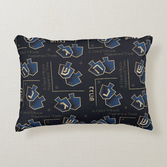 Hanukkah Pillow A Great Miracle There Navy Blue Dekokissen (Vorderseite)
