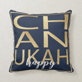 Hanukkah Pillow Chanukah Happy Gold/Blue Kissen