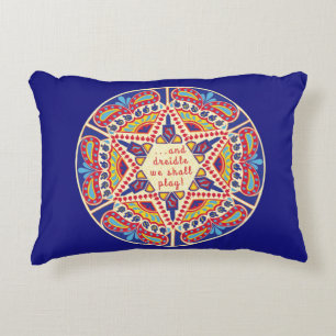 Hanukkah Pillow "Chanukah Paisley Dreidle Design" Dekokissen