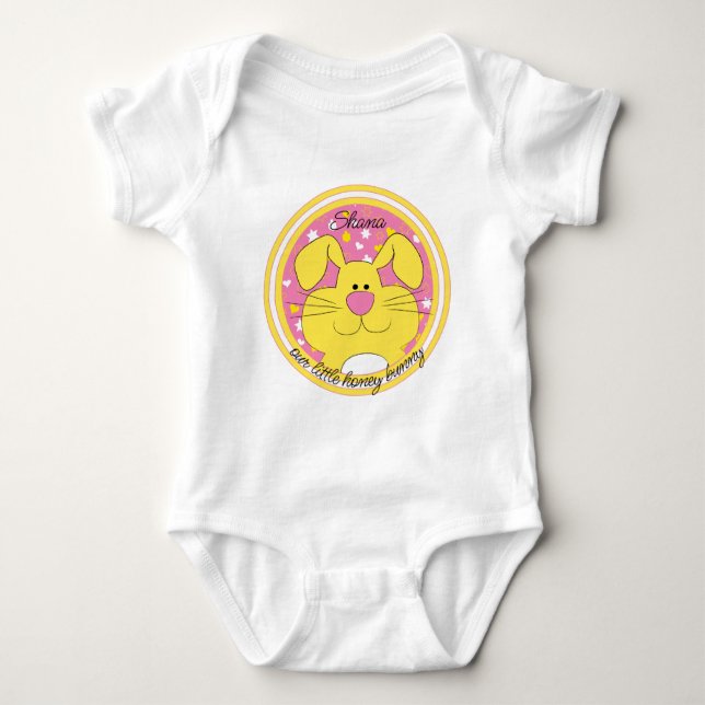 Hanukkah "Pink Honey Bunny" Baby Jersey Bodysuit Strampler (Vorderseite)