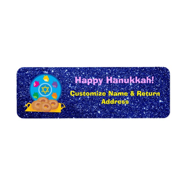 Hanukkah Plate mit Dreidels Blue Imitats Glitzer (Vorne)
