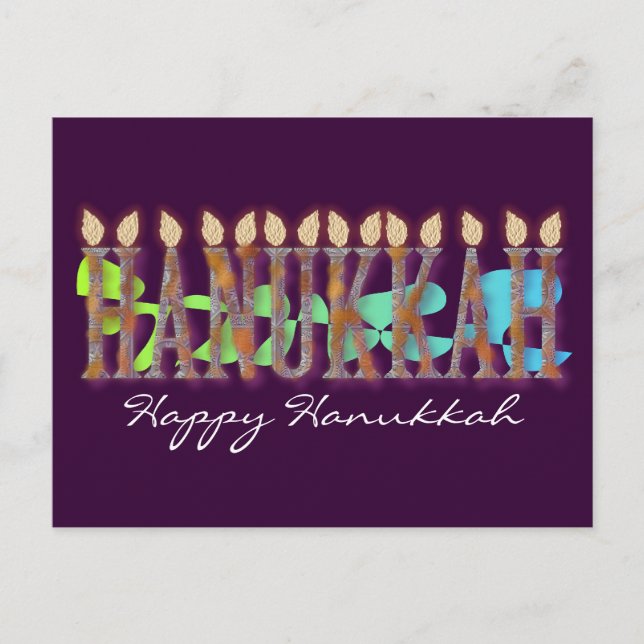 Hanukkah Postcard: Happy Hanukkah Feiertagspostkarte (Vorderseite)