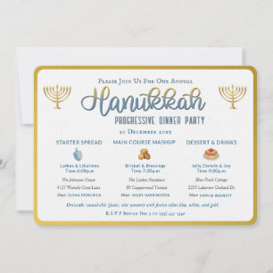 Hanukkah Progressive Dinnerparty-Einladung Einladung