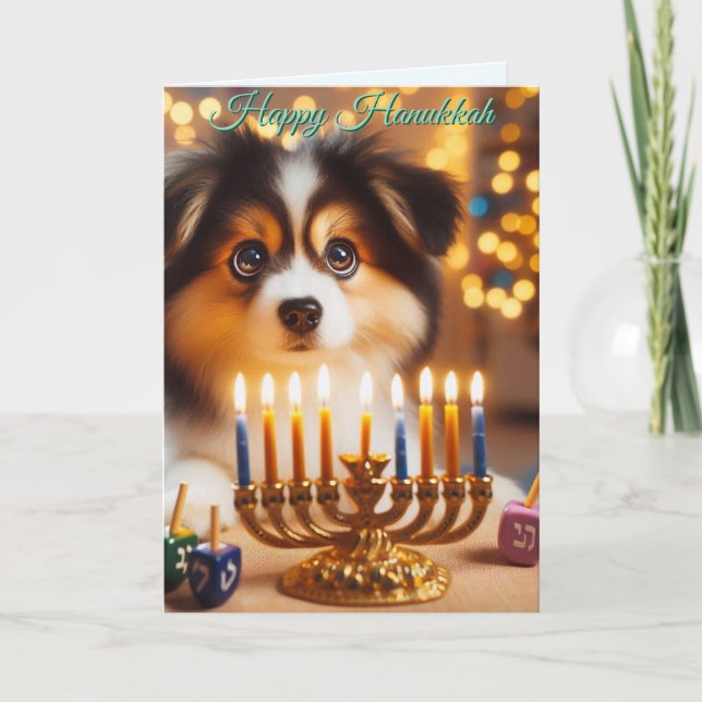 Hanukkah Puppy Feiertagskarte (Vorderseite)