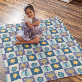 Hanukkah Quilt Look Fleece Blanket