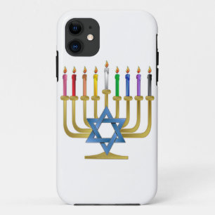 Hanukkah Rainbow Candles Gold Menorah Case-Mate iPhone Hülle