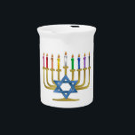 Hanukkah Rainbow Candles Gold Menorah Getränke Pitcher<br><div class="desc">You are viewing The Lee Hiller Designs Collection of Home and Office Decor,  Apparel,  Gifts and Collectibles. The Designs inklusive Lee Hiller Fotogray and Mixed Media Digital Art Collection. You can view her Nature fotogray at http://HikeOurPlanet.com/ and follow her hiking blog within Hot Springs National Park.</div>