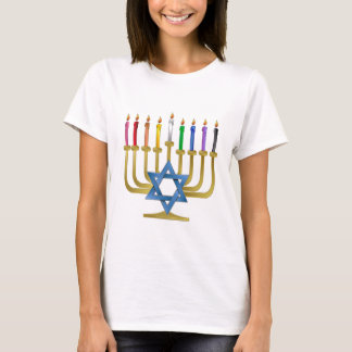 Hanukkah Regenbogenkerzen Gold Menora T-Shirt