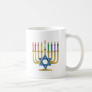 Hanukkah Regenbogenkerzen Gold Menora Tasse