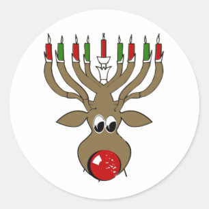 Hanukkah Reindeer Runder Aufkleber