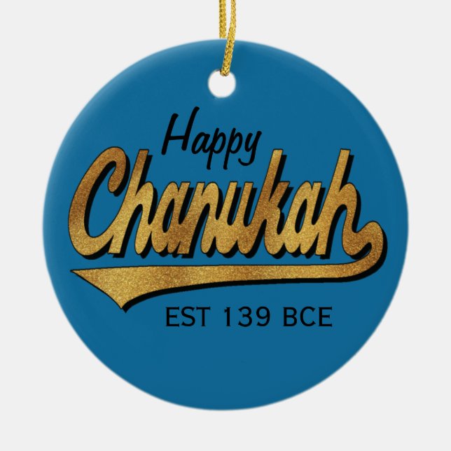 Hanukkah "Retro Happy Chanukah"/Circle Ornament (Vorne)