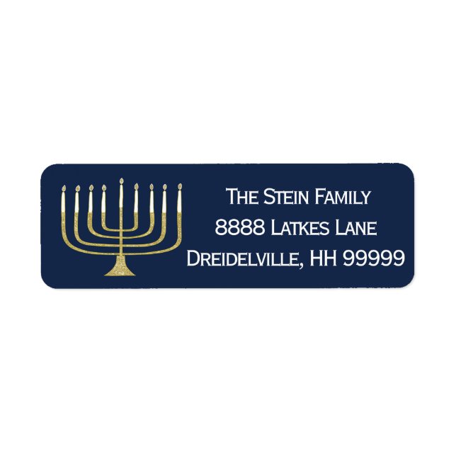 Hanukkah Return Labels "Elegant Menorah" (Vorne)
