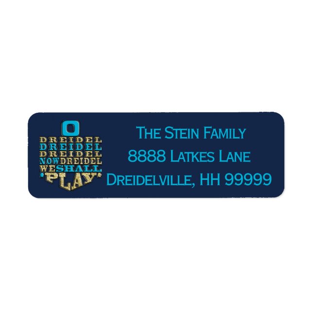 Hanukkah Return Labels "O Dreidel Dreidel Dreidel (Vorne)