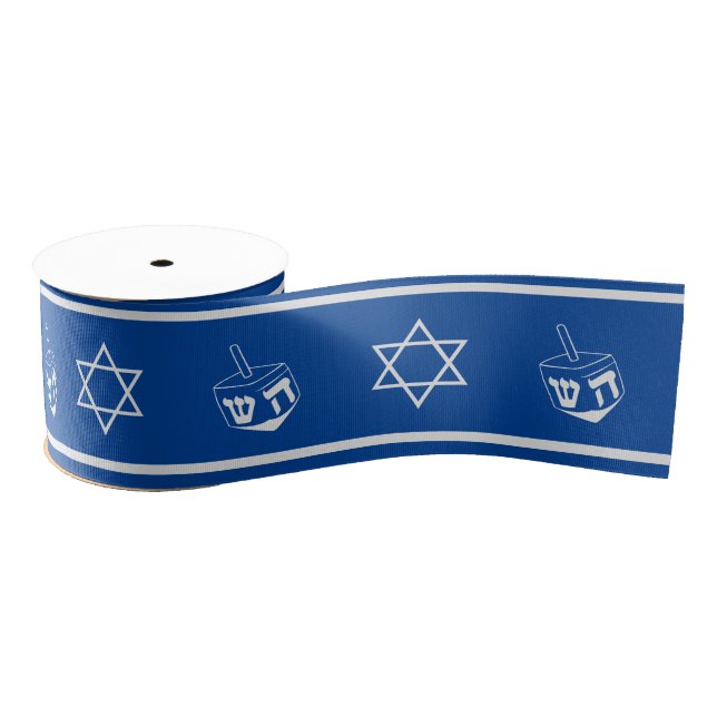 Hanukkah Ribbon : Blau und Silber Ripsband (Spule)