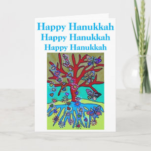 Hanukkah Roter Baum des Lebens Herz und Schmetterl Karte