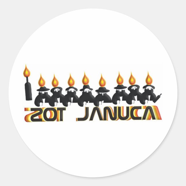 Hanukkah Runder Aufkleber (Vorderseite)