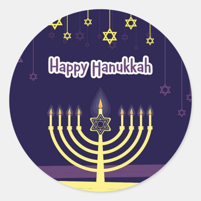 Hanukkah Runder Aufkleber (Vorderseite)