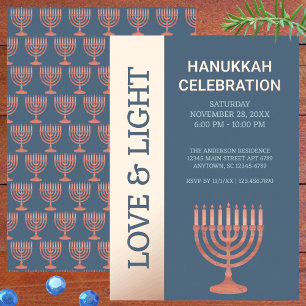 Hanukkah Rustikale Menorah Festival Moon and Stars Folieneinladung