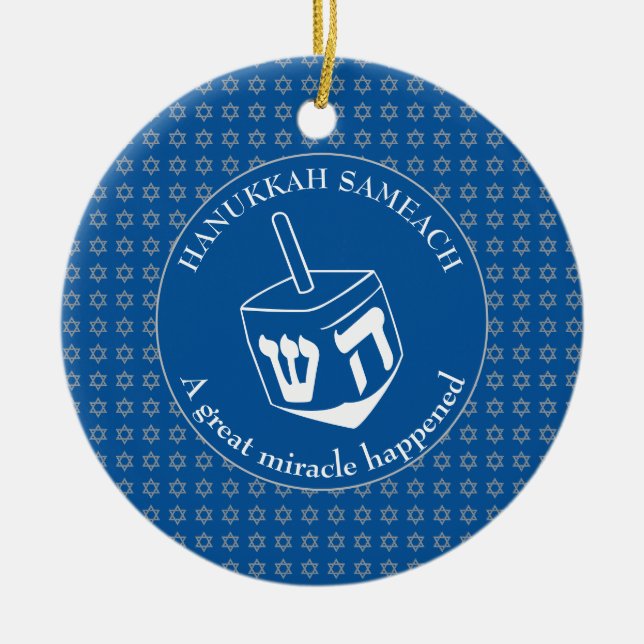 HANUKKAH SAMEACH | Dreidel | Chanukah Keramik Ornament (Vorne)