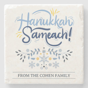 Hanukkah Sameach Einfache Elegant Hanukkah Famil Steinuntersetzer