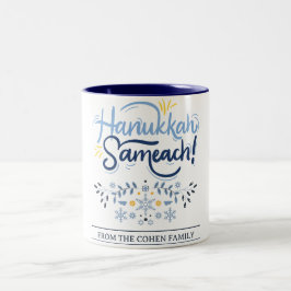 Hanukkah Sameach | Einfache Elegant Hanukkah Famil Zweifarbige Tasse