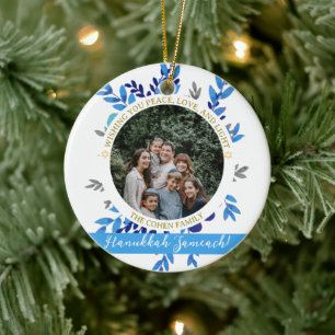 Hanukkah Sameach   Einfaches Hanukkah-Foto Keramik Ornament