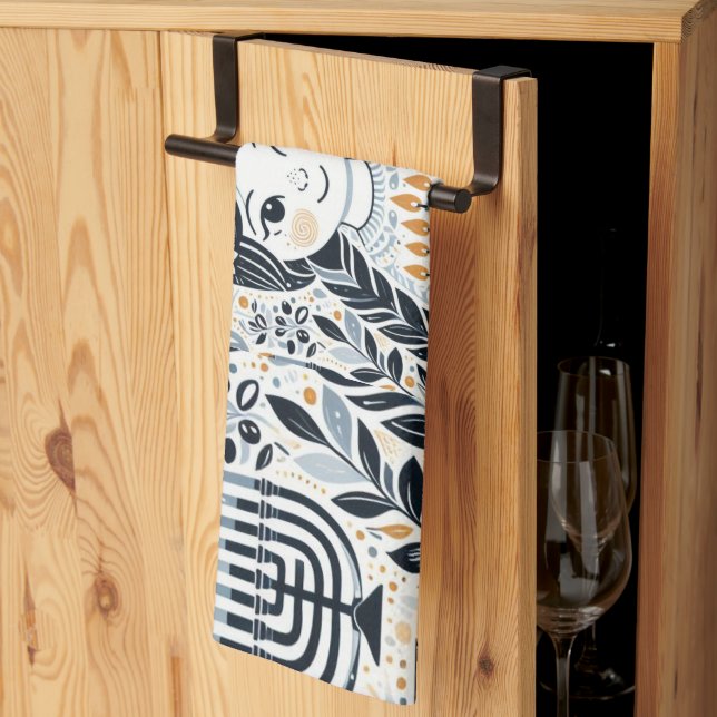 Hanukkah Sameach Glow Kitchen Handtücher: Infuse y Geschirrtuch (Drittel gefaltet)