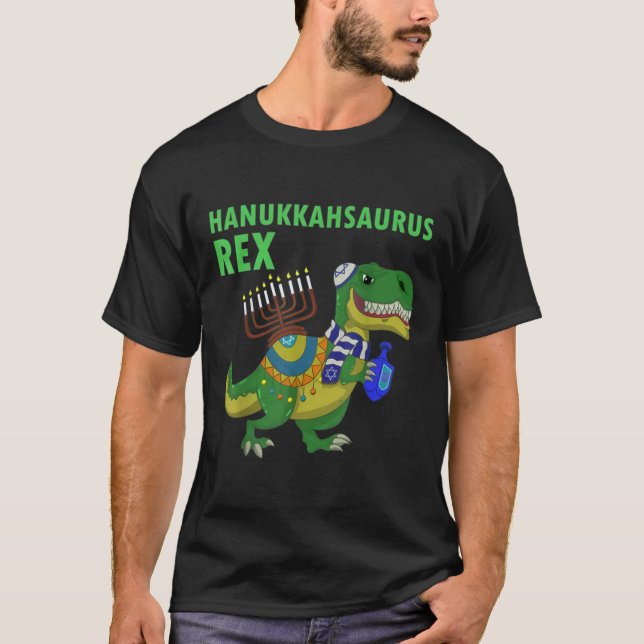 Hanukkah Saurus Rex Funny T Rex Dinosaur Hanukkah T-Shirt (Vorderseite)