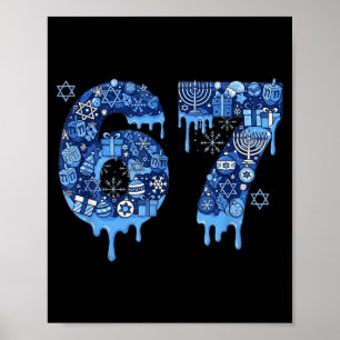 Hanukkah Sechs Sieben 67 Meme Lustiger Dreidel Men Poster