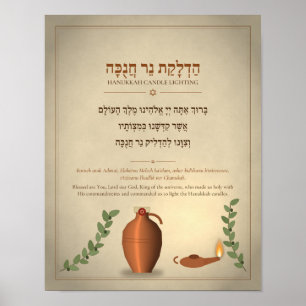 Hanukkah-Segen-Hebräischplakat - Wunder des Öls Poster