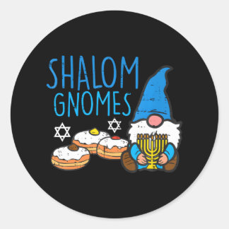 Hanukkah Shalom Gnomes Funny Chanukah jüdisch Runder Aufkleber