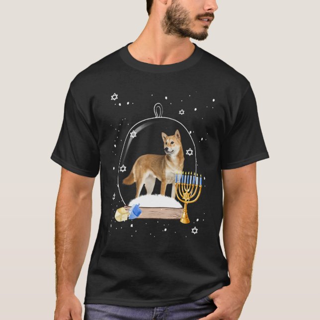 Hanukkah Shiba Inu Dog Snow Globe Pajama T-Shirt (Vorderseite)