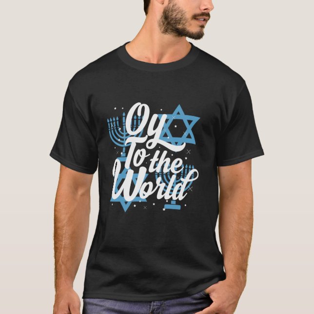 Hanukkah Shirts jüdische Menorah Oy zur Welt Han (Vorderseite)