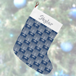 Hanukkah Silver Pattern Name Chrismukkah Kleiner Weihnachtsstrumpf