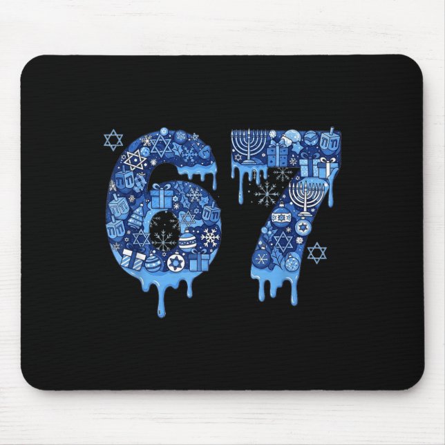 Hanukkah Six Seven 67 Meme Funny Dreidel Menorah S Mousepad (Vorne)
