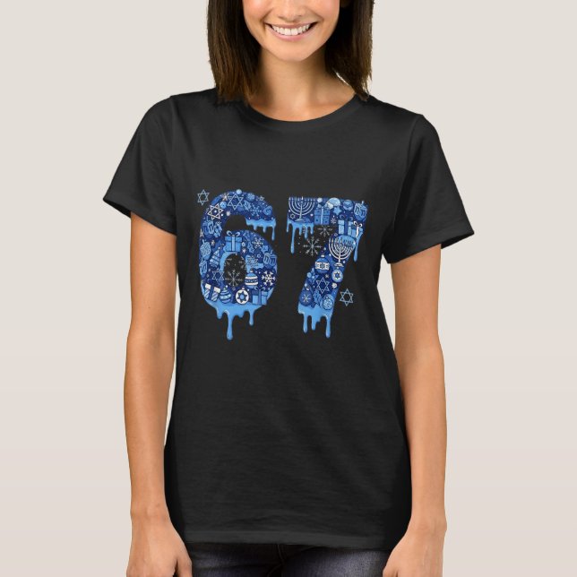 Hanukkah Six Seven 67 Meme Funny Dreidel Menorah S T-Shirt (Vorderseite)
