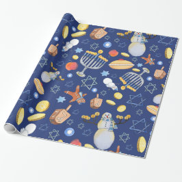 Hanukkah Snowman und Menorah Wrapping Papier Geschenkpapier