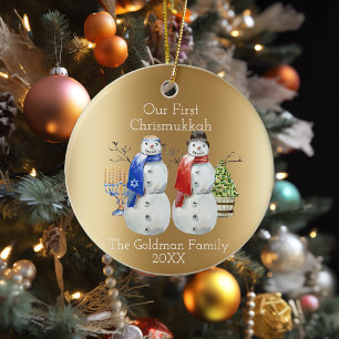 Hanukkah Snowman Weihnachten Unsere erste Chrismuk Keramik Ornament