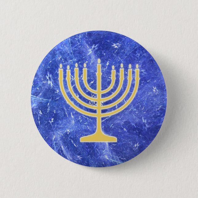 Hanukkah Snowstorm Menorah Button (Vorderseite)