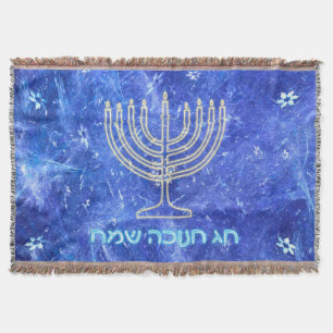 Hanukkah Snowstorm Menorah Decke